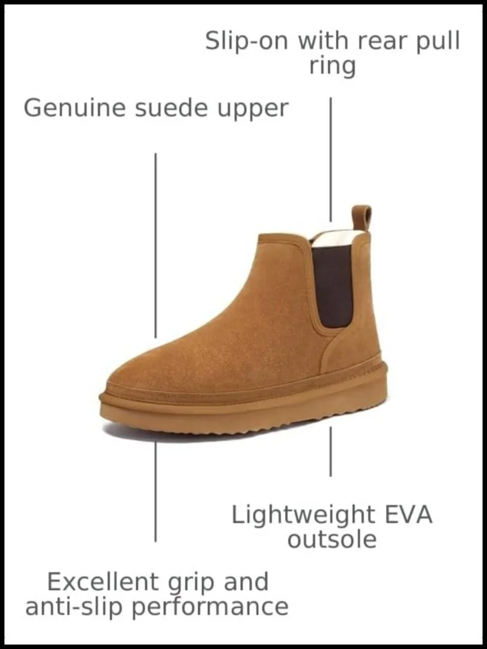 Suede Chelsea Boots Casual Warm Anti-Slip Winter Snow Boots